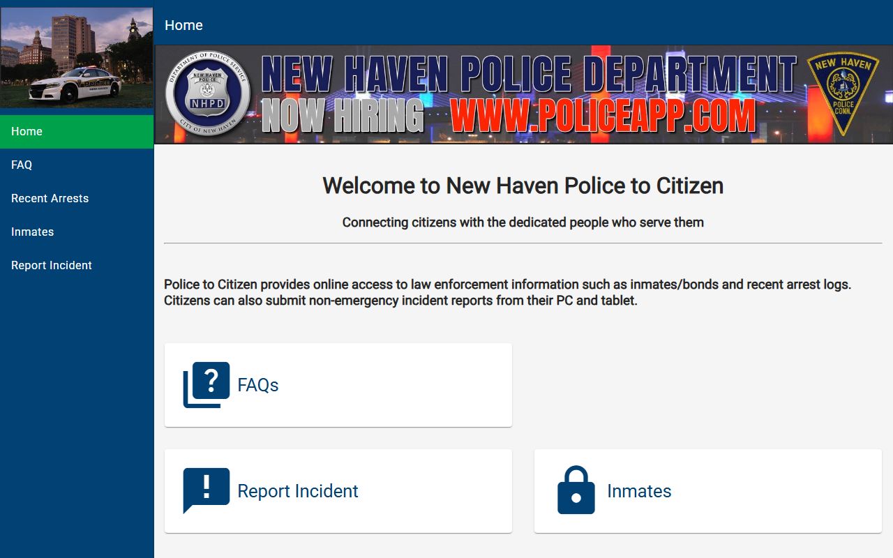 New Haven Police to Citizen portal for released inmates data