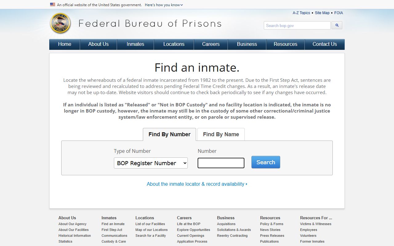 Federal Bureau of Prisons inmate locator for Connecticut released inmates